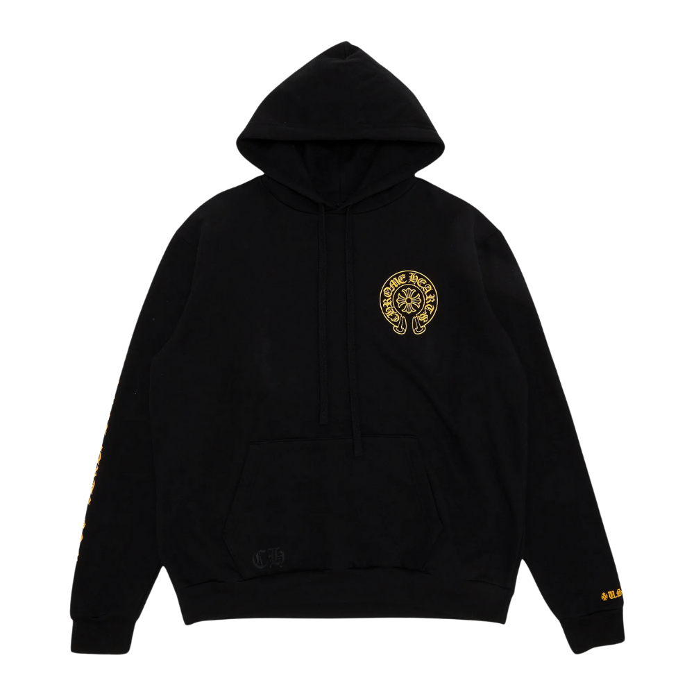 chrome hearts online exclusive hoodie black/yellow