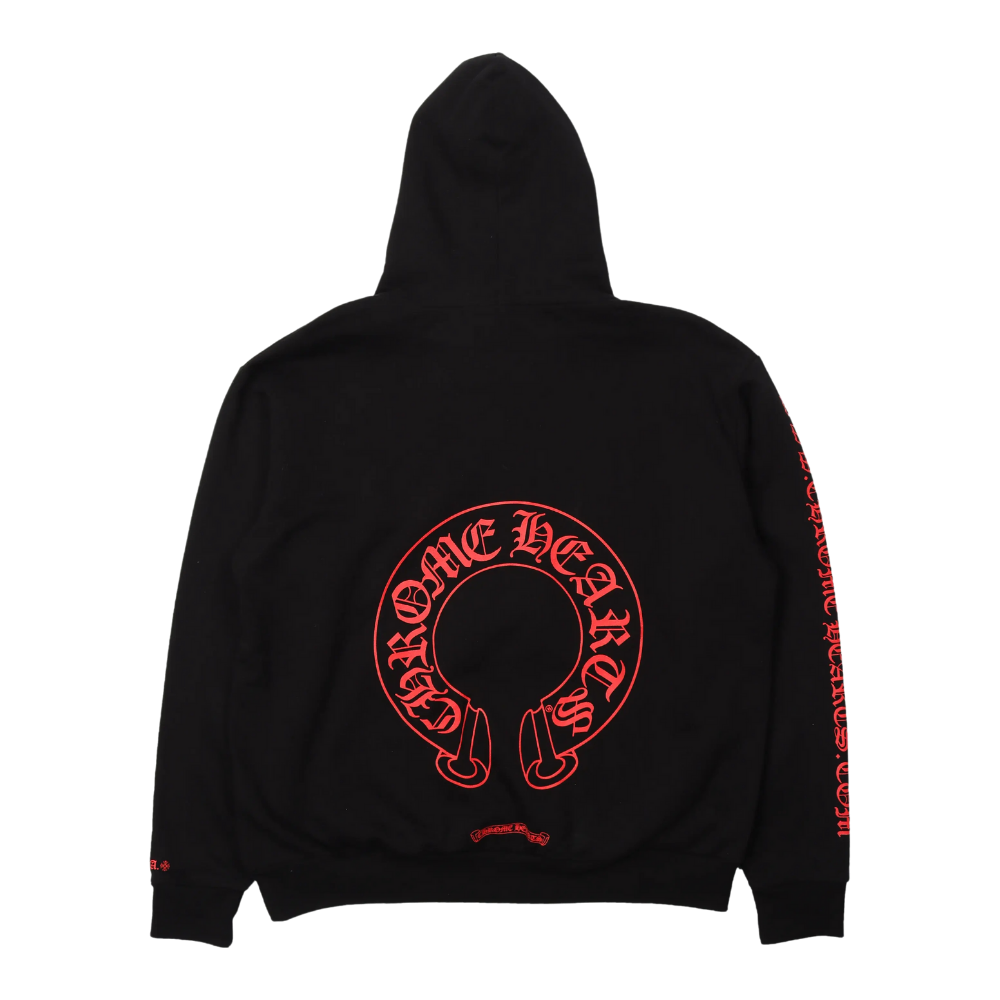 Chrome Hearts Horse Shoe Pullover Hoodie Black/Red
