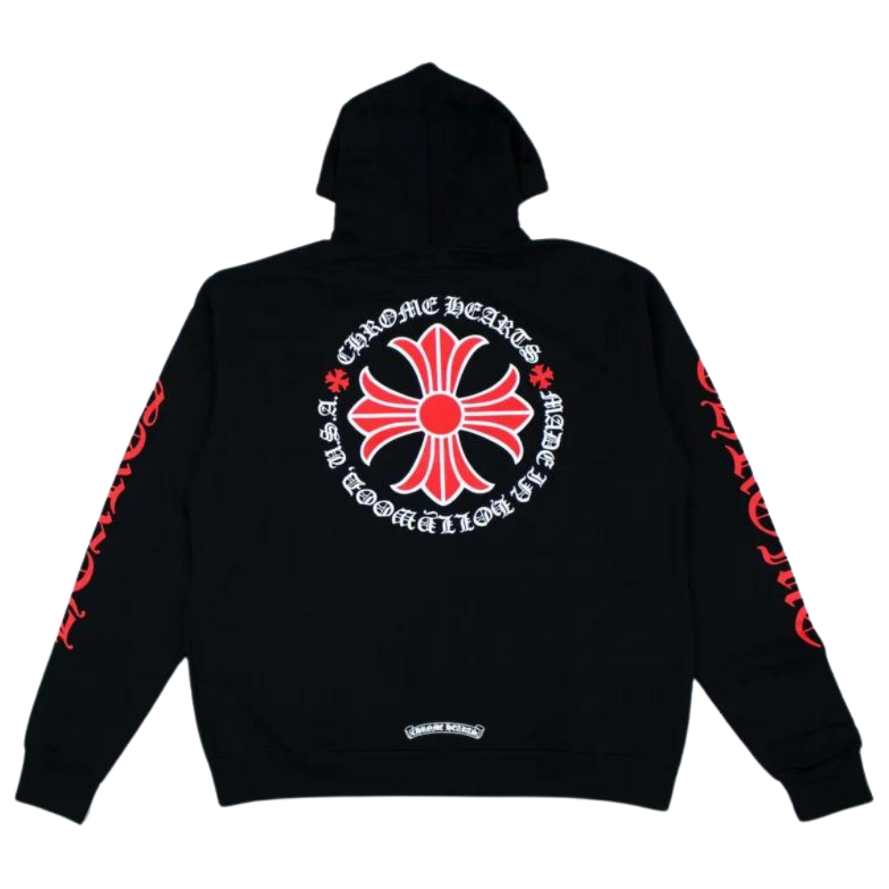 Chrome Hearts Made In Hollywood Zip Up Hoodie Black Red