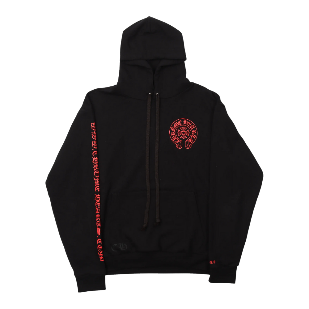 Chrome Hearts Horse Shoe Pullover Hoodie Black/Red