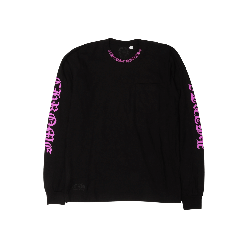 Chrome Hearts Neck Logo Long Sleeve T-Shirt Black/Pink