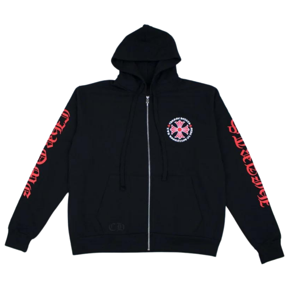 Chrome Hearts Made In Hollywood Zip Up Hoodie Black Red
