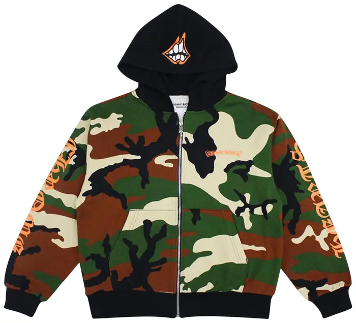 Chrome Hearts Matty Boy Caution Zip Up Hoodie 'Camo' - F