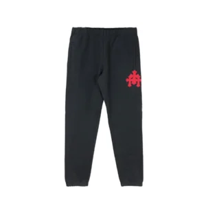 Chrome Hearts Navy Triple Red Leather Cross Patch Sweatpants - F