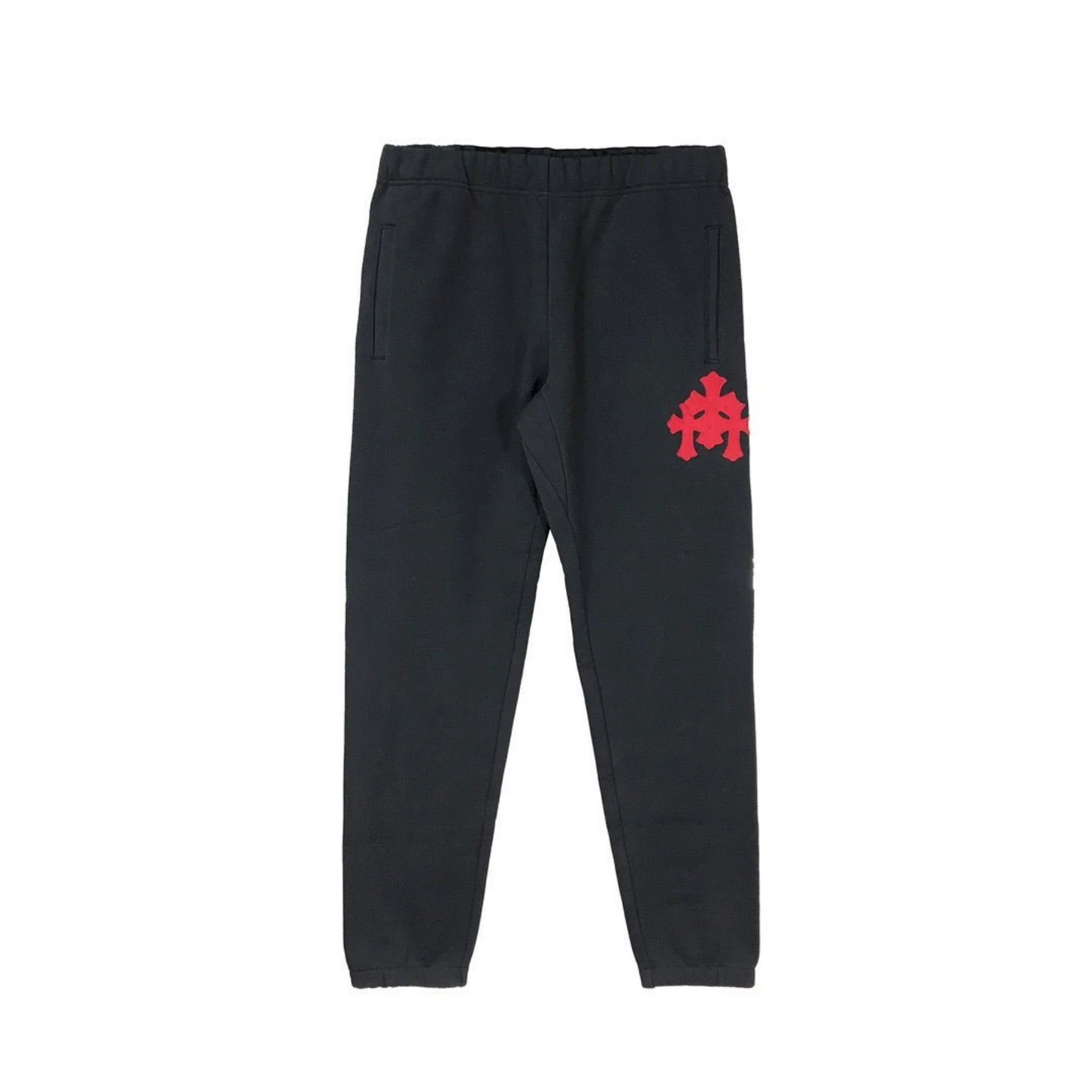 Chrome Hearts Navy Triple Red Leather Cross Patch Sweatpants - F