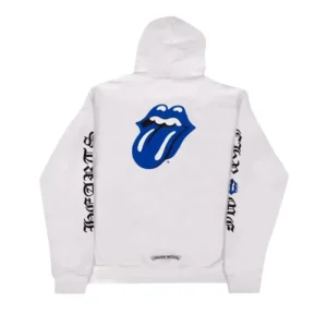 Chrome Hearts Rolling Stones Hoodie 'White & Blue' - B
