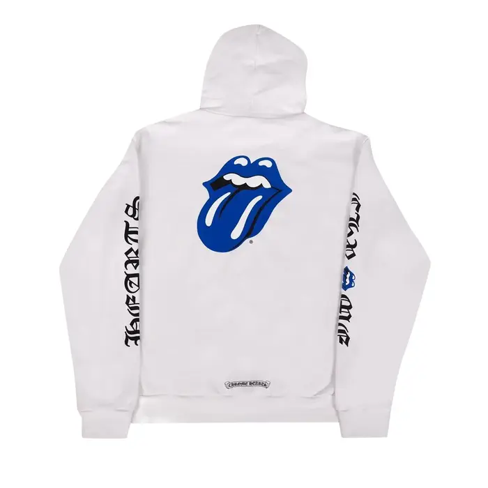 Chrome Hearts Rolling Stones Hoodie 'White & Blue' - B
