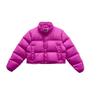 Chrome Hearts Women Pink Monogram Cropped Puffer Down Jacket - F