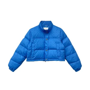 Chrome Hearts Women's Blue Tonal Monogram Cross Pattern Short Puffer Down Jacket - F