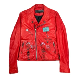 Chrome Hearts x Matty Boy Darlin Hand Drawn Leather Red Jacket - F