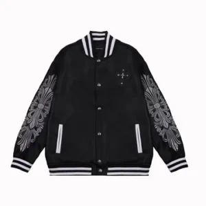 Chrome Hearts Embroidered Sleeve Varsity Jacket - Black Streetwear Coat - F