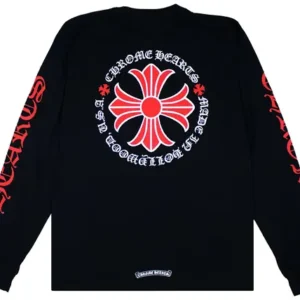 Chrome Hearts Made In Hollywood Plus Cross Long-Sleeve T-Shirt 'Black-Red' - B