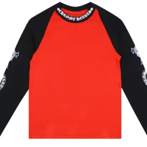 Chrome Hearts Neck Logo Baseball Shirt 'Red-Black' - F
