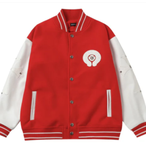 Chrome Hearts Red Cross Varsity Jacket - White Sleeve Gothic Street Baseball Coat -D68 - F