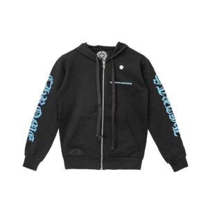 Chrome Hearts Blue Script Zip Up Hoodie - F
