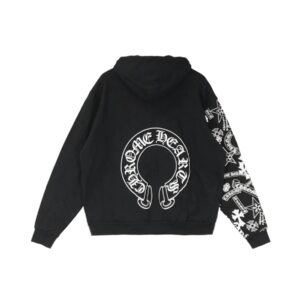 Chrome Hearts Multi Logo On Sleeve Horseshoe Logo Hoodie - B