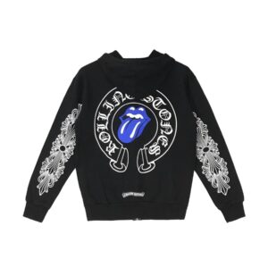 Chrome Hearts Rolling Stone Horseshoe Logo Zip Up Hoodie - B