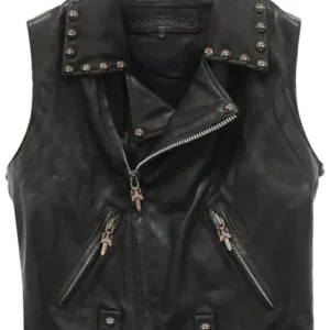 Chrome Hearts Studded Biker Leather Vest 'Black' - F